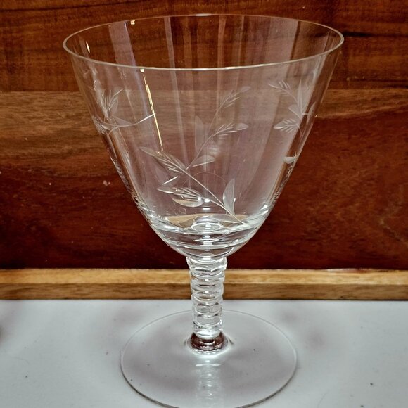 4 Etched Vines Leaves Water Glasses 5.5" ice tea stemware glass fine crystal Ele - Picture 11 of 11